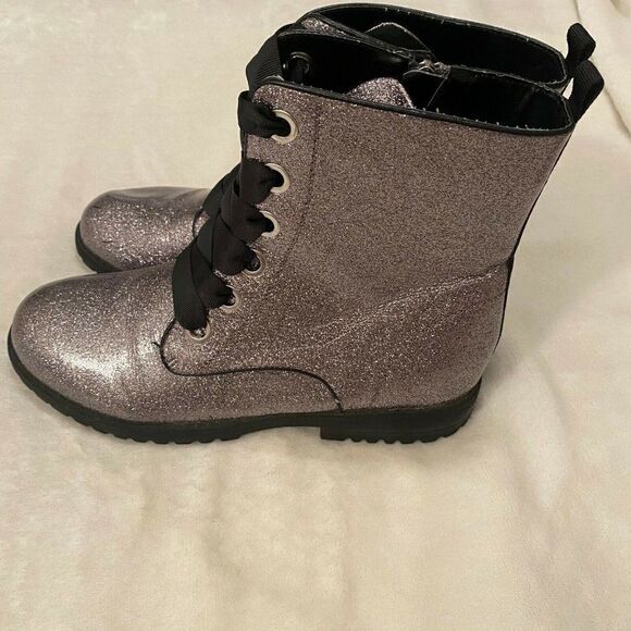 Circus By Sam Edelman Womens Taupe Glitter Round Toe Lace Up Combat Boot Size 5 - Picture 2 of 8